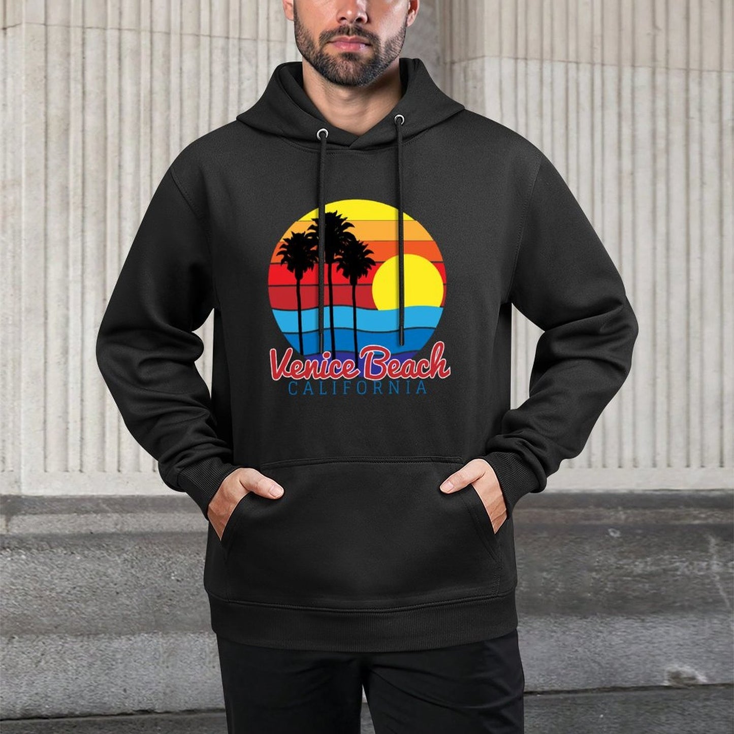 Venice Beach California Summer Palm Twilight Tropical Sunset Durable Construction Hoodie