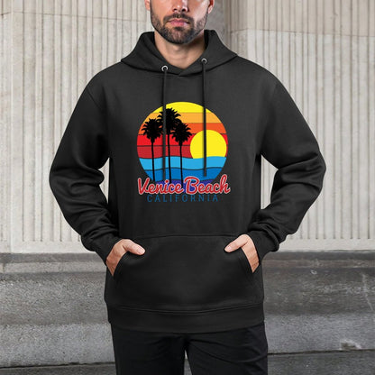 Venice Beach California Summer Palm Twilight Tropical Sunset Durable Construction Hoodie