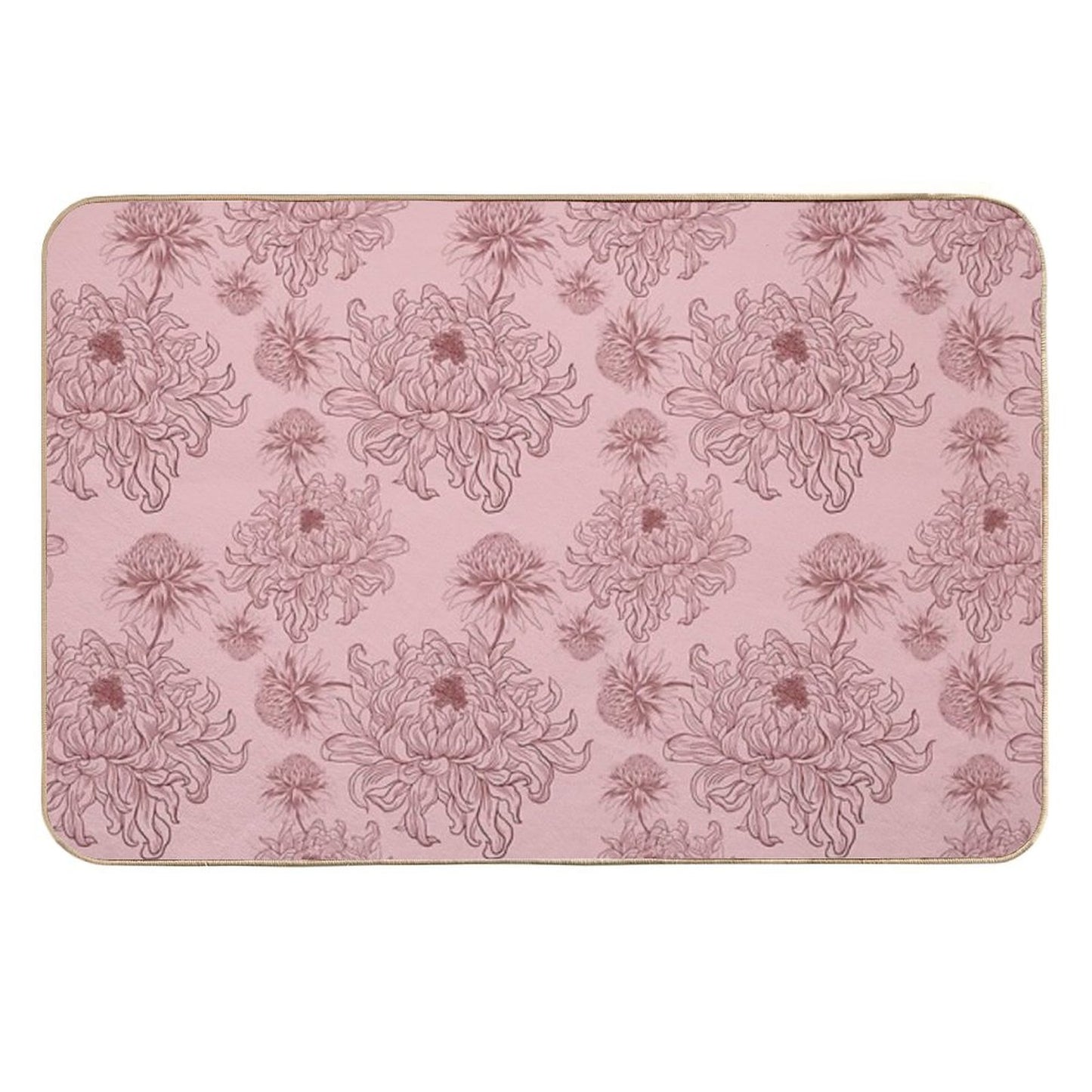 Vintage Floral Pattern on Soft Pink Background  Pet-Safe Bath Mat