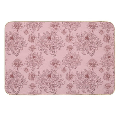 Vintage Floral Pattern on Soft Pink Background  Pet-Safe Bath Mat