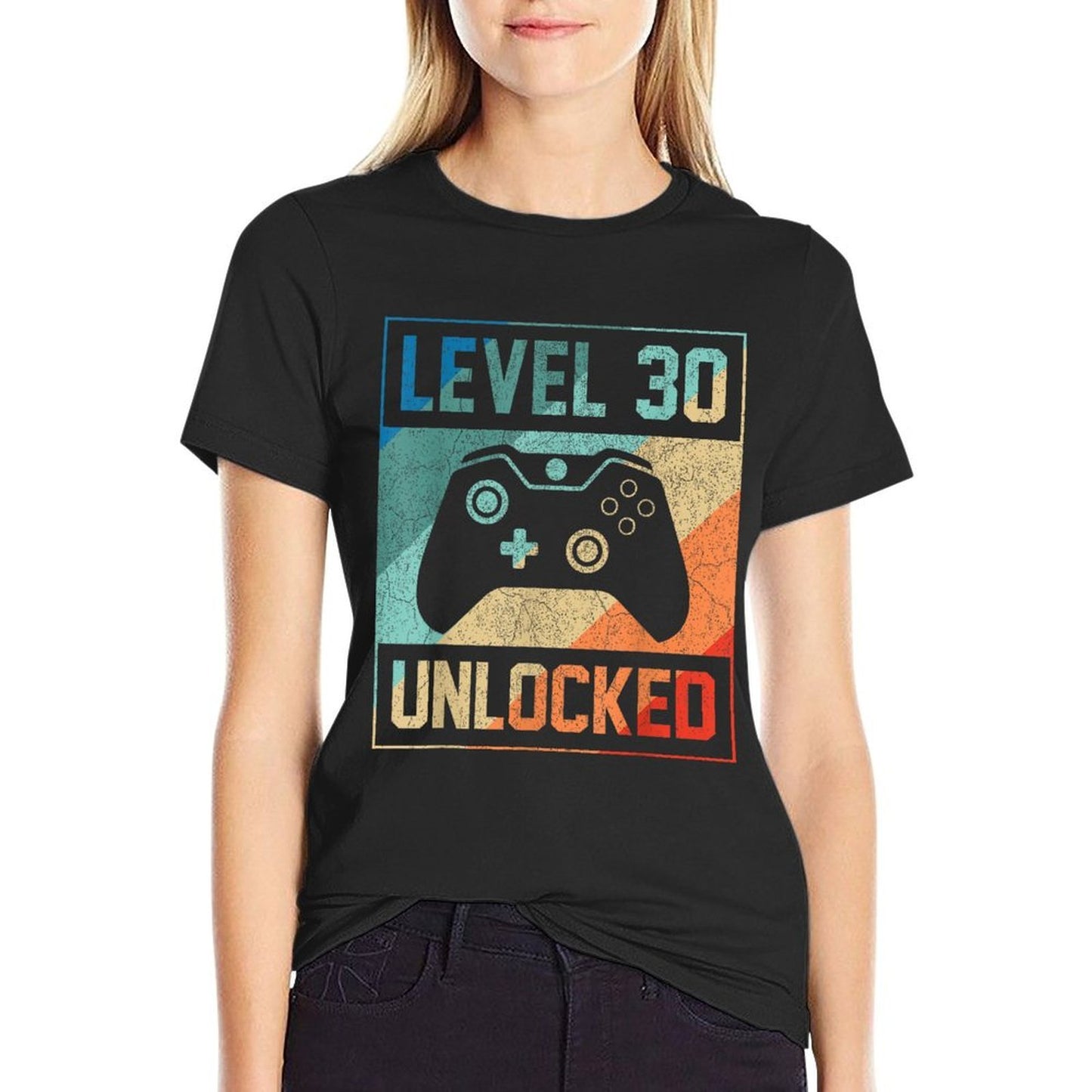 Level 30 Unlocked Video Gamer 30th Birthday Gifts  Rolled Sleeves T-Shirt