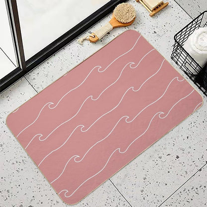 Waves & Lines - Pattern - Dusty Pink  Long-Lasting Bath Mat