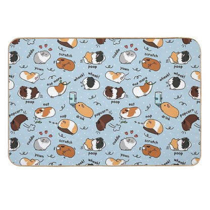 Guinea Pig Daily To-Do List - Blue Background  Easy Maintenance Bath Mat