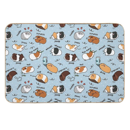 Guinea Pig Daily To-Do List - Blue Background  Easy Maintenance Bath Mat