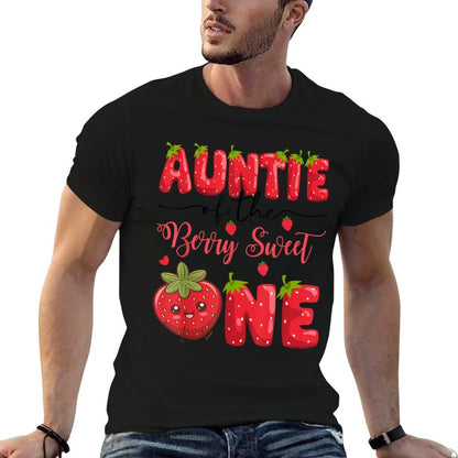 Auntie Of The Berry Sweet One Strawberry First Birthday  Graphic-printed T-Shirt