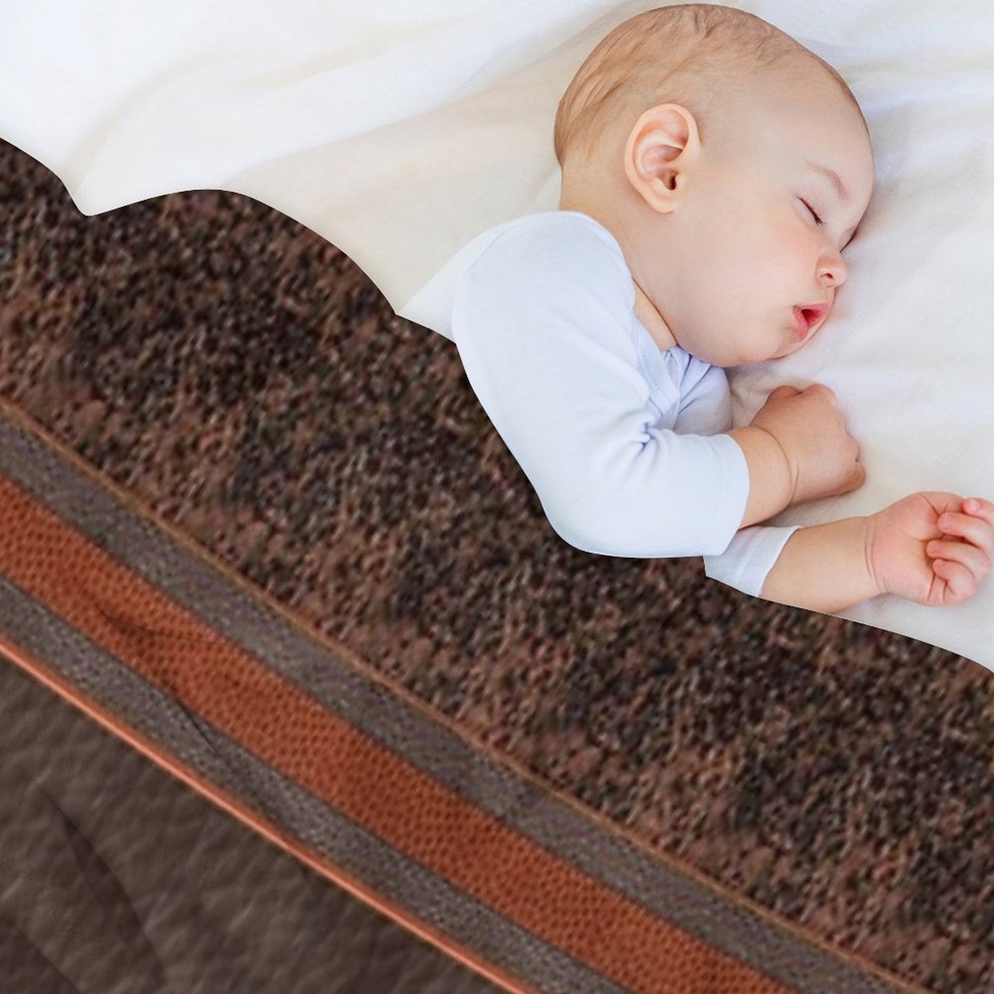 Brown Sweater Faux Vegan Leather Pattern Print Brown Bohemian Boho Thigh High Striped Top Socks Leggings Wrinkle-free Throw Blanket