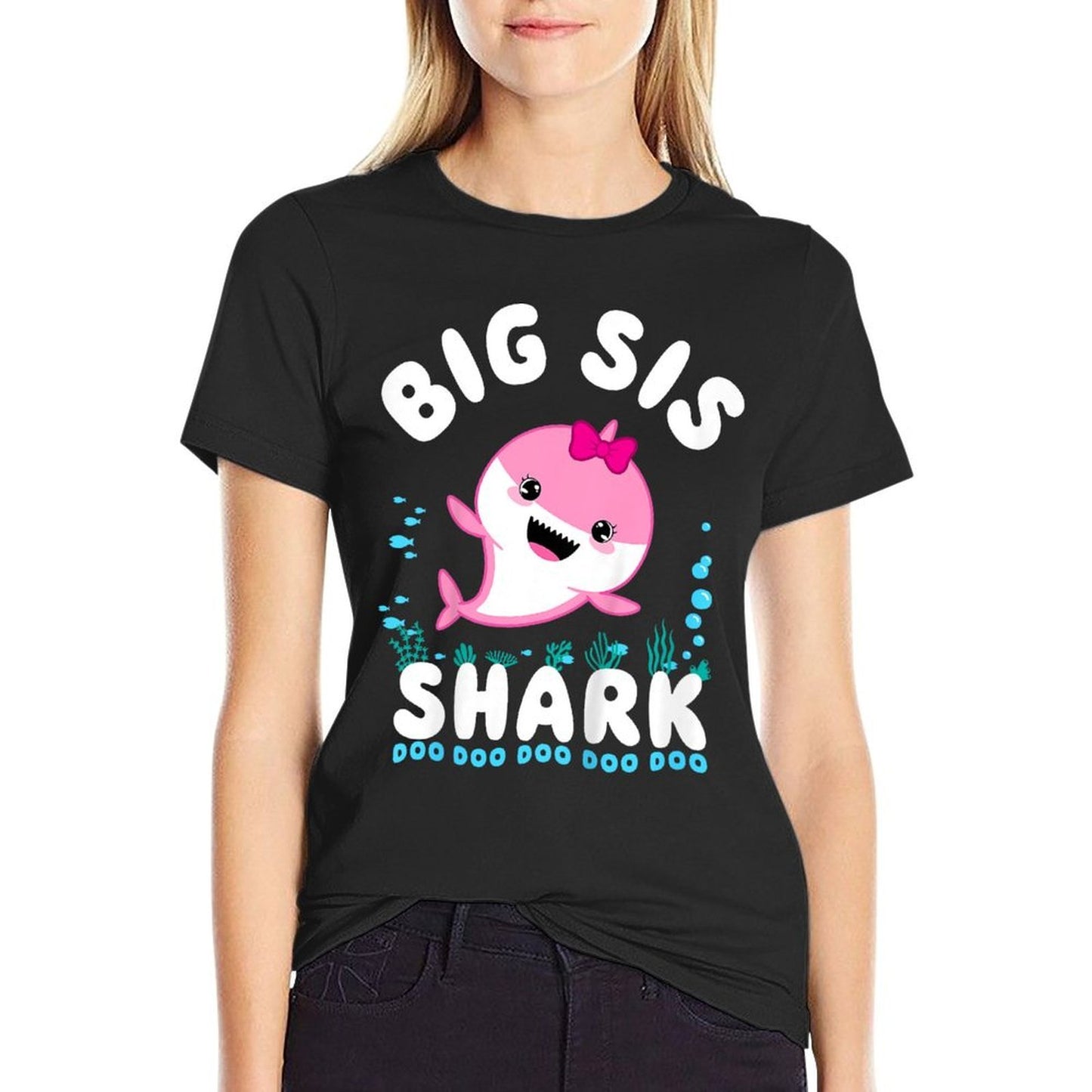 Big Sis Shark Big Sister Kawaii Comfortable T-Shirt