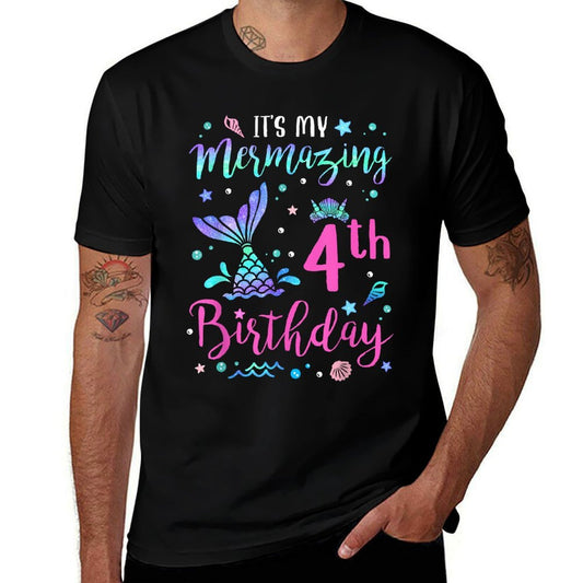 Its My Mermazing 4th Birthday Mermaid Girl Theme 4 Yrs Old  Odor-resistant T-Shirt