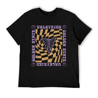 WNBA Golden State Valkyries Retro Wavy Checkerboard High-quality Stitching T-Shirt