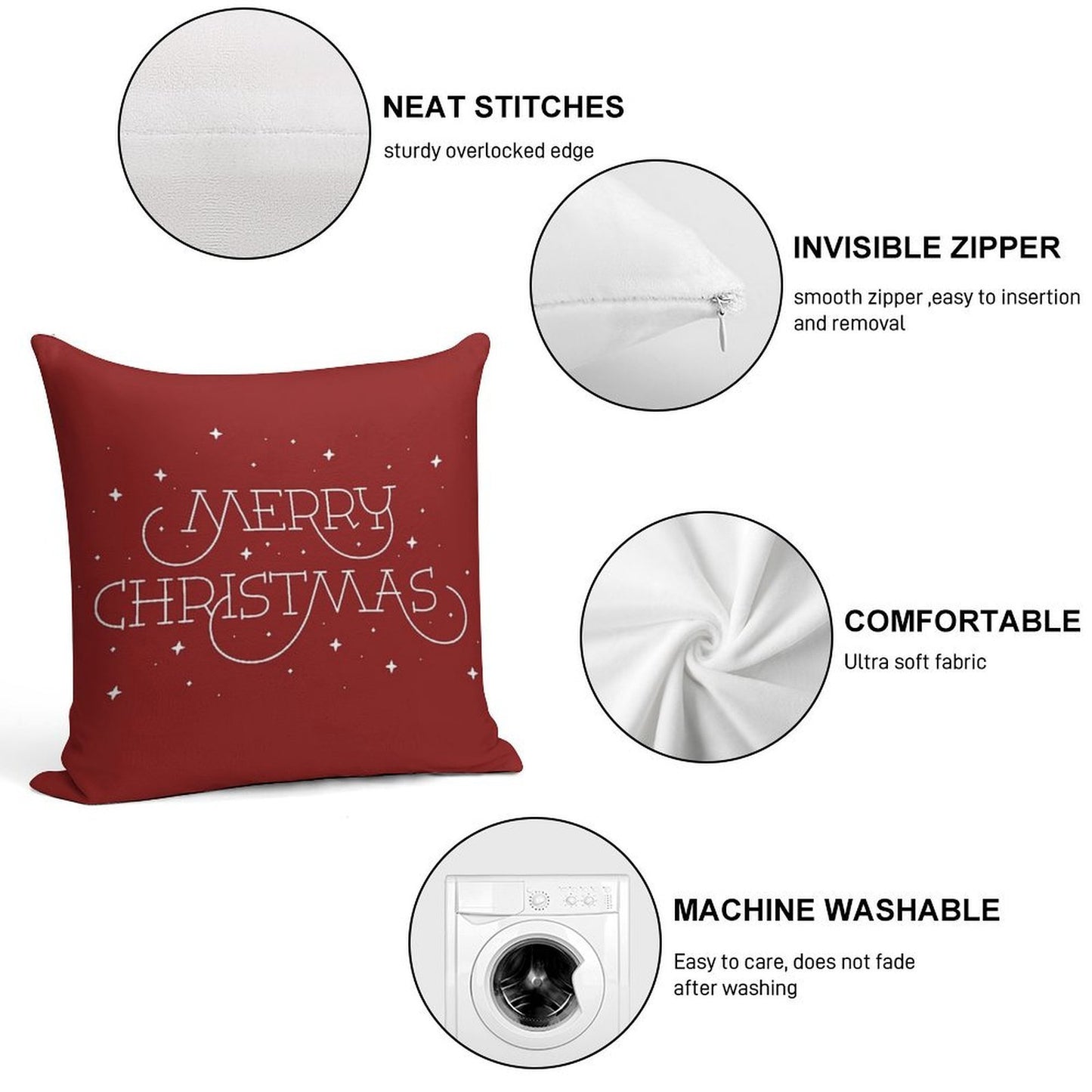 Merry Christmas Soft Fade-Resistant Throw Pillow