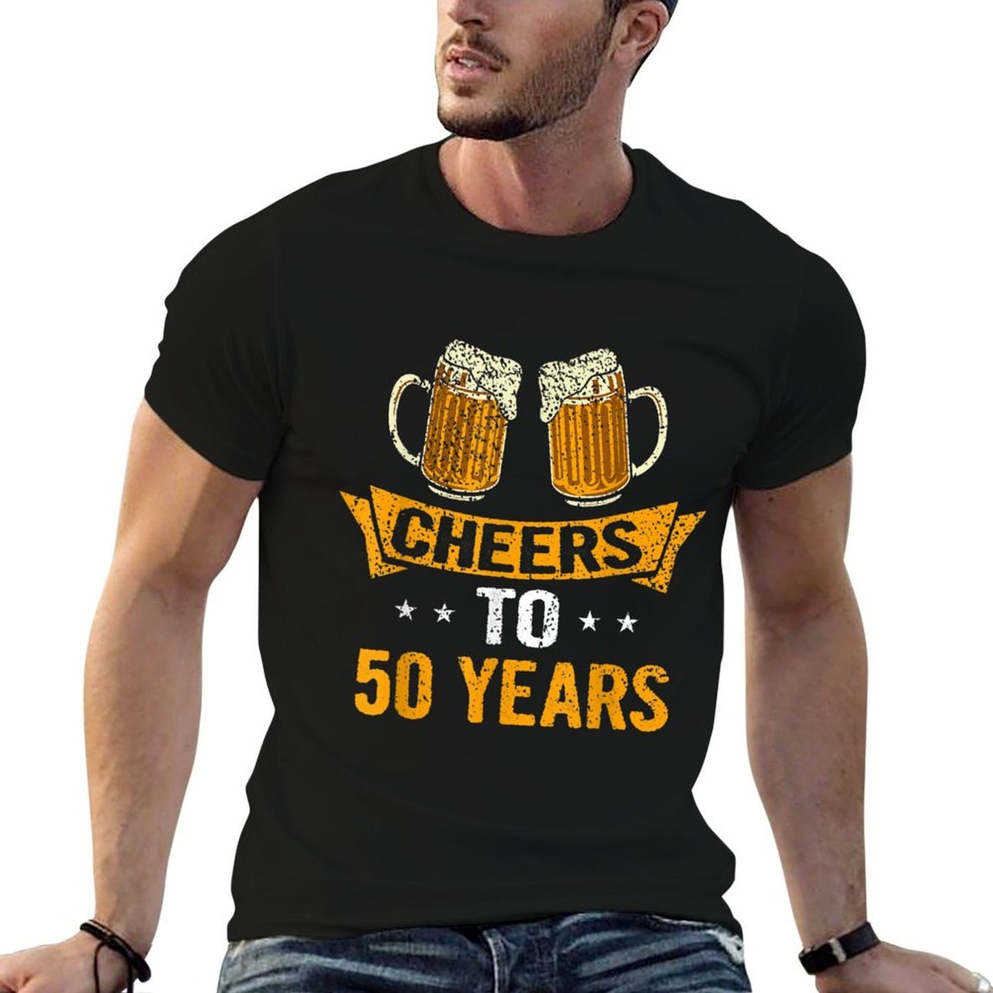 Cheers to 50 Years Old 50th Unique Birthday Gift Ideas  Wrinkle-resistant T-Shirt