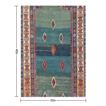 Sivas Antique Turkish Niche Kilim Print Velvety-soft Throw Blanket
