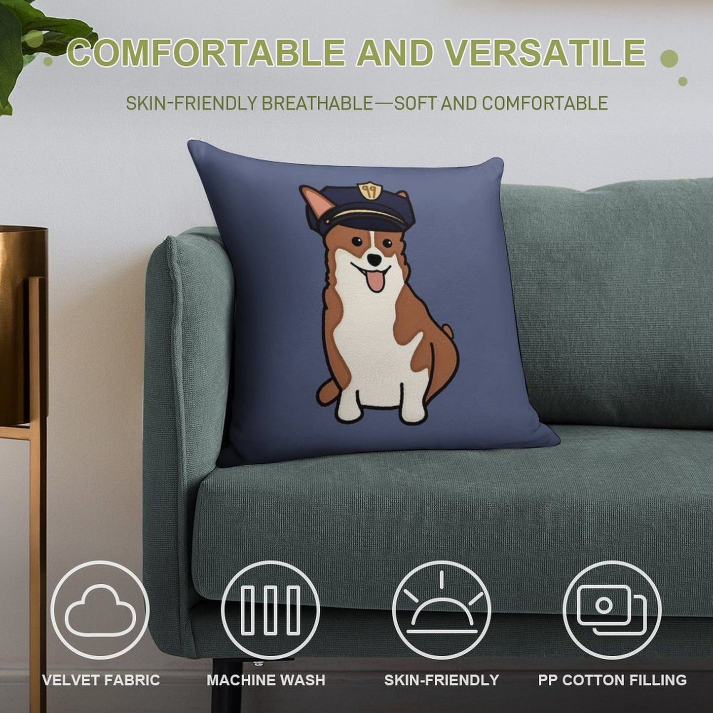 Cheddar with Police Hat Soft Ultra-Soft Texture Throw Pillow