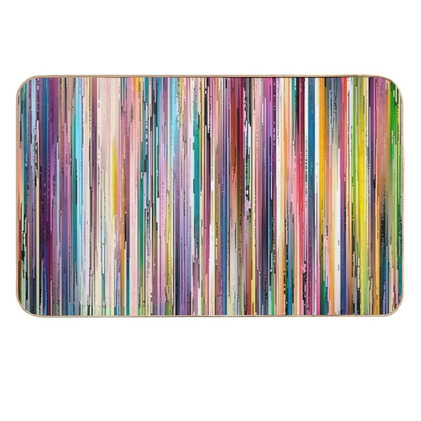 Distressed Wood Rainbow Vintage Stripes  Repositionable Bath Mat