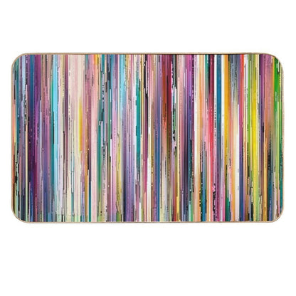 Distressed Wood Rainbow Vintage Stripes  Repositionable Bath Mat