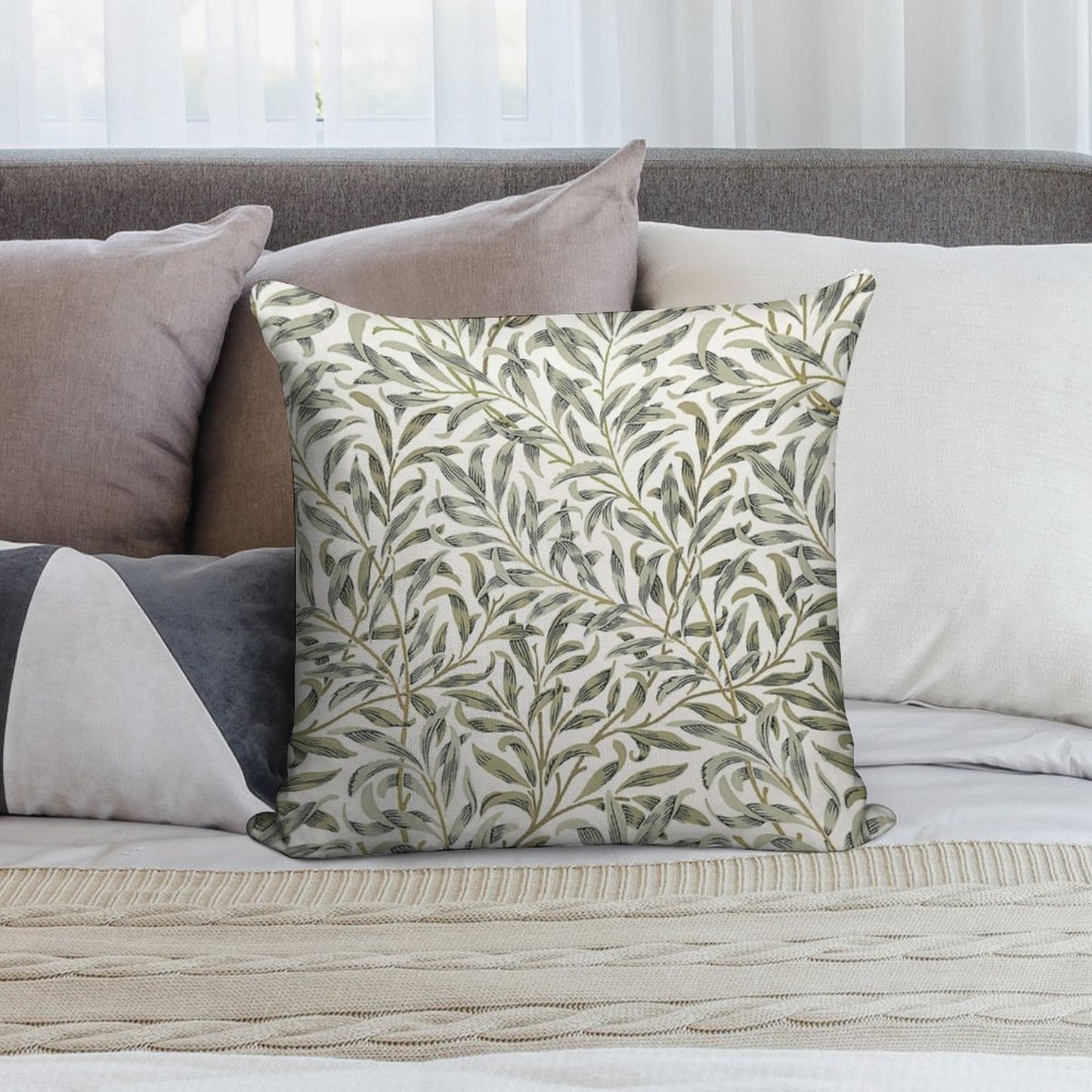 William Morris Willow Sage Soft Bedroom Essential Throw Pillow