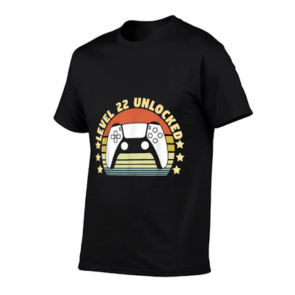 Level 22 Unlocked Funny Video Gamer 22nd Birthday  Oversized Silhouette T-Shirt