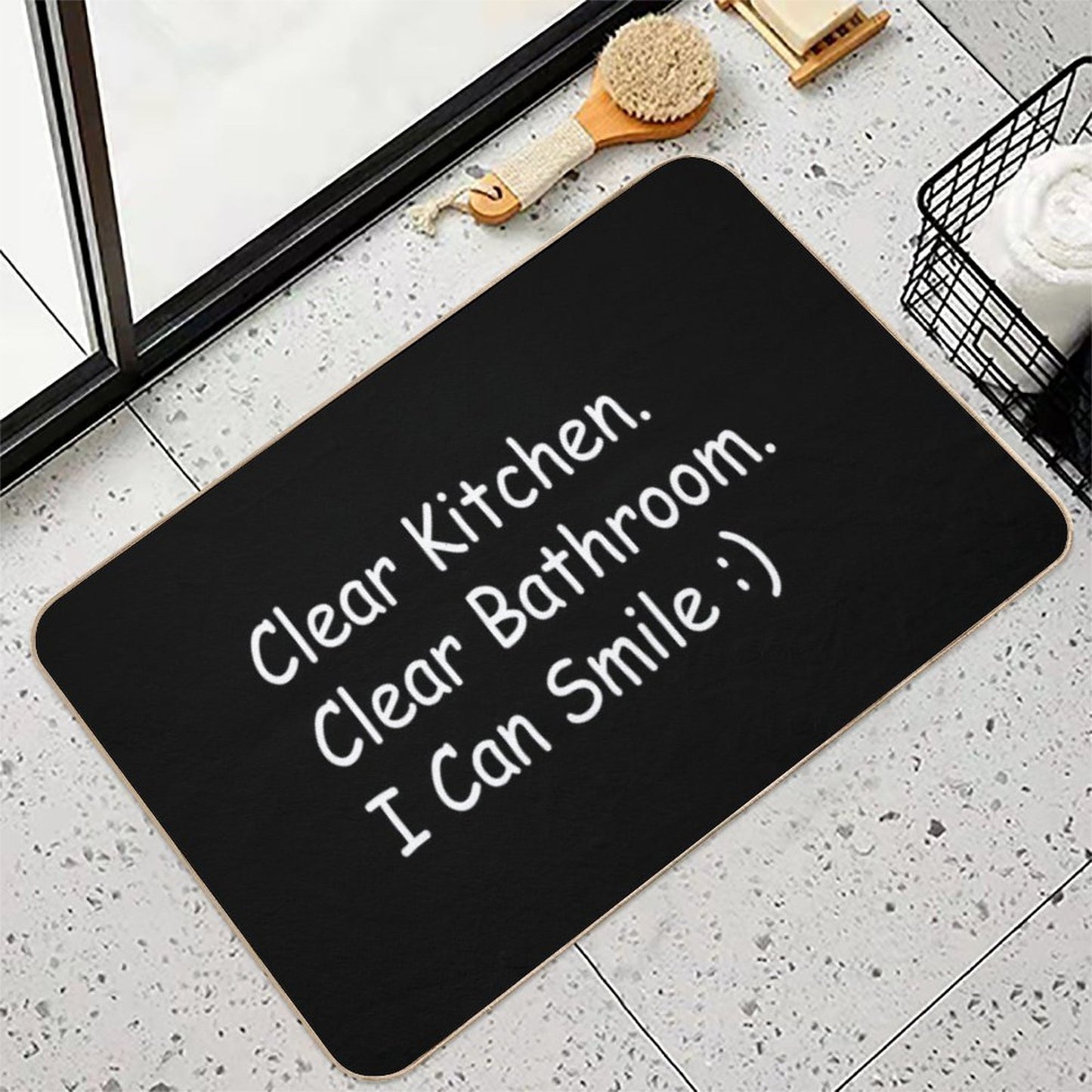 Clear Kitchen Clear Bathroom  I Can Smile )  Fade-Resistant Bath Mat