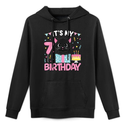 Its My 7th Birthday Girl Cat Birthday 7 Year Old BDay Party Layering Staple Hoodie