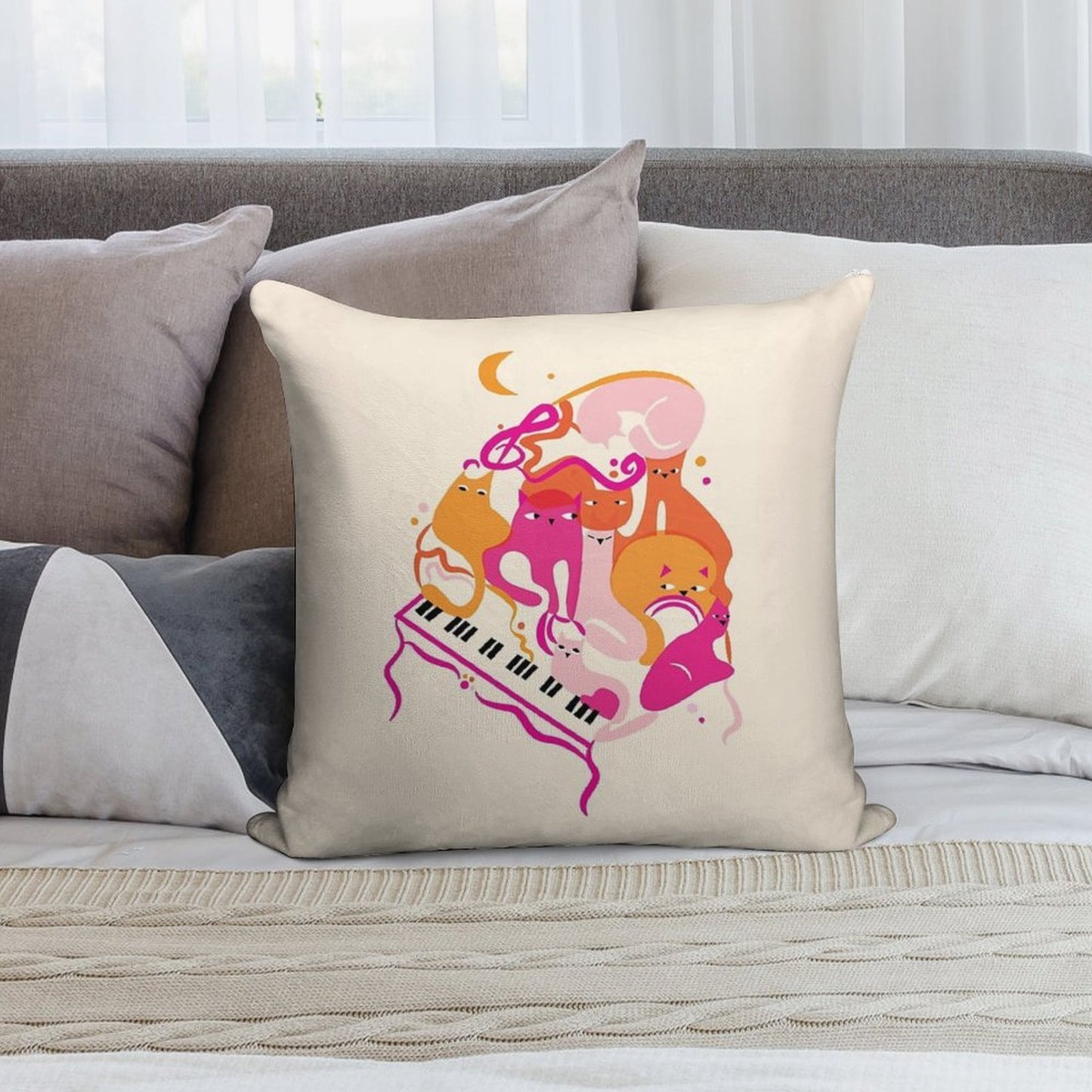 Jazz Cats Soft Anti-Pilling Throw Pillow