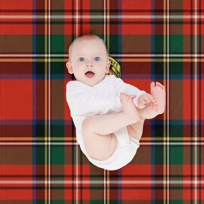 Stewart Scottish Tartan And Crest All-season Throw Blanket