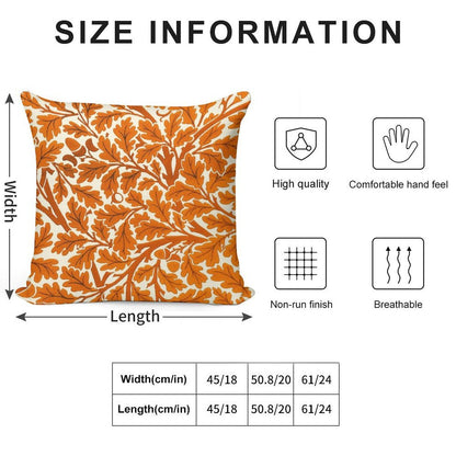 William Morris Oak Leaves, Rust Orange And Cream Soft Home Decor Throw Pillow