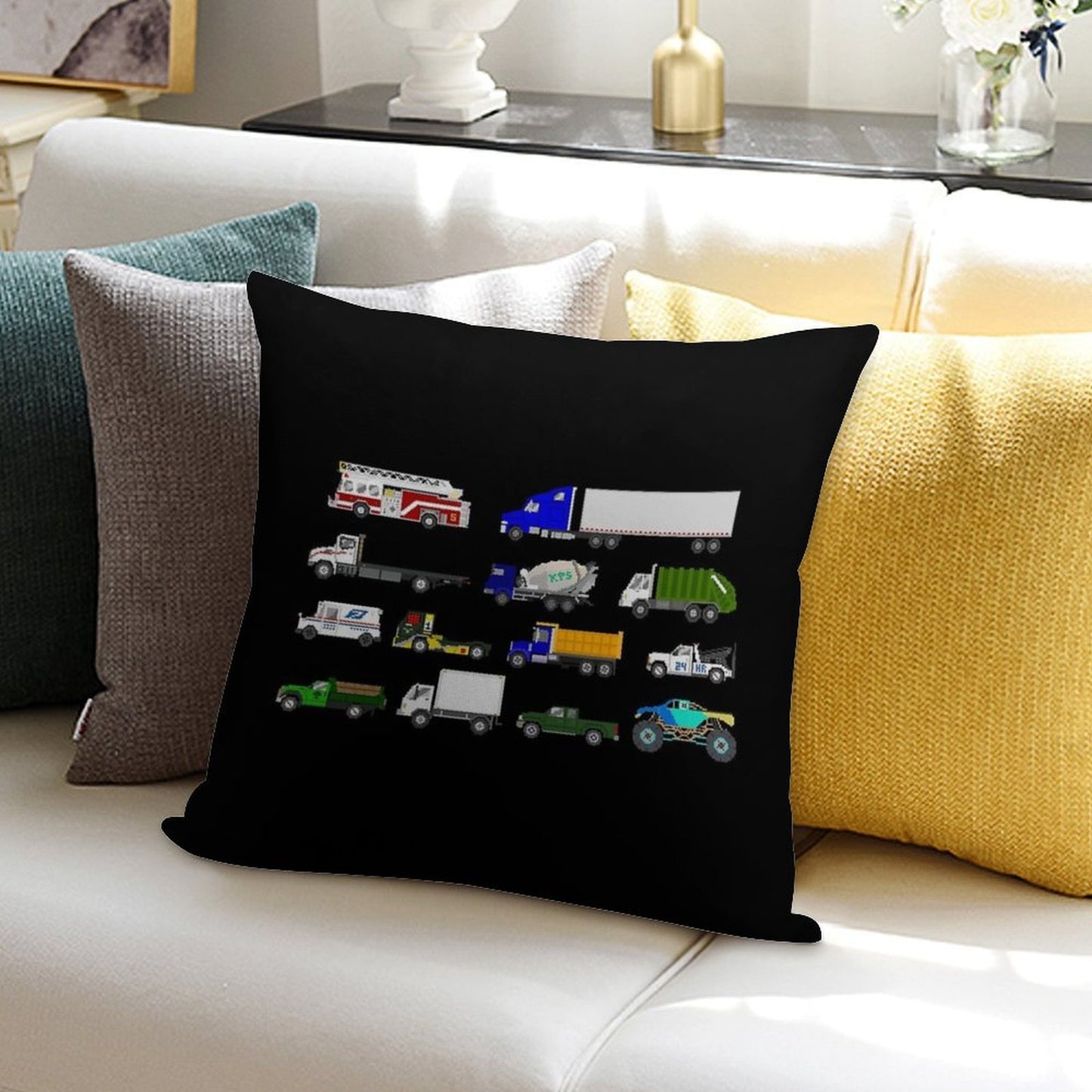 Trucks - The Kids' Picture Show Soft Warmth Comfort Throw Pillow