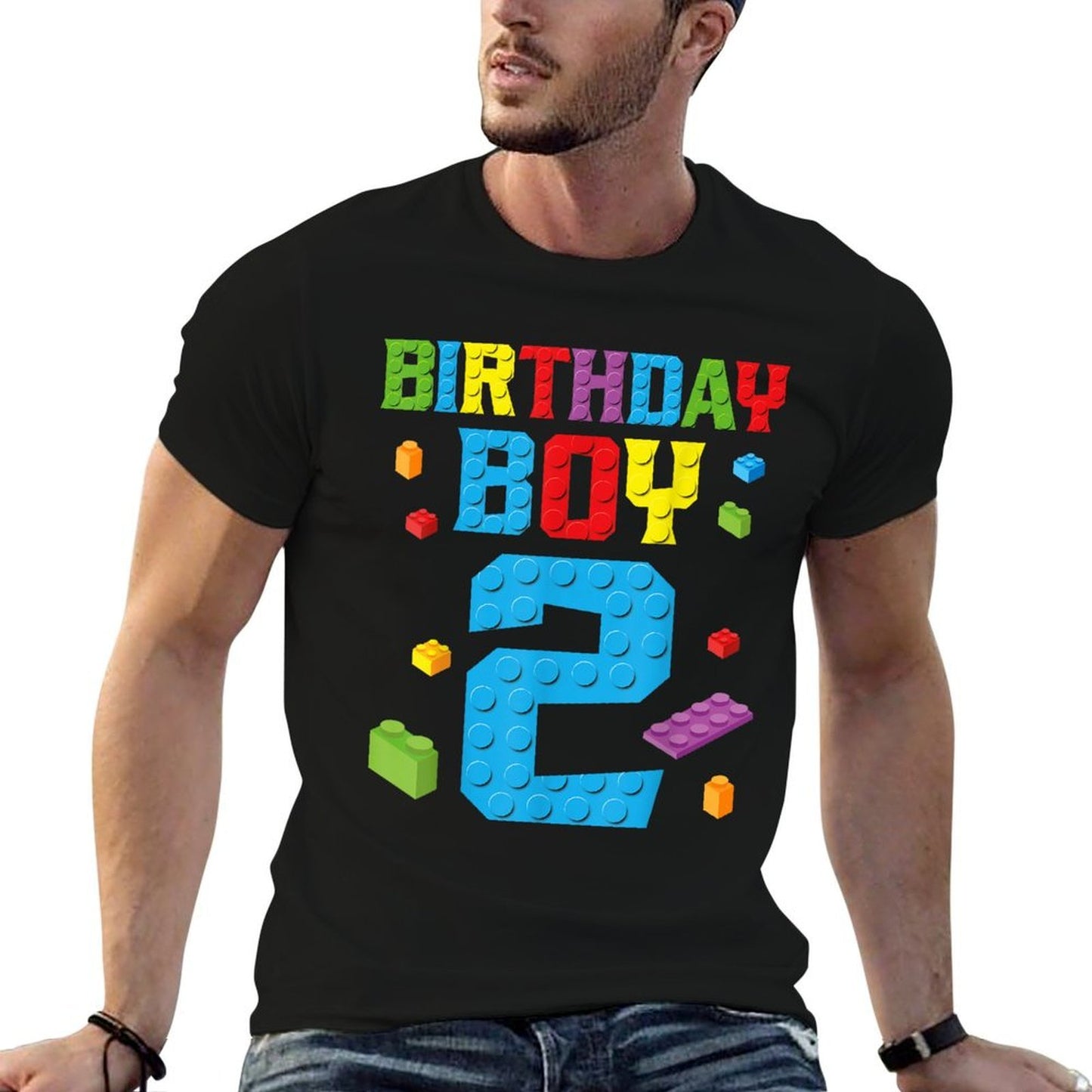 Master Builder 2nd Birthday Boy 2 Two Year Building Bricks  Stretchy T-Shirt