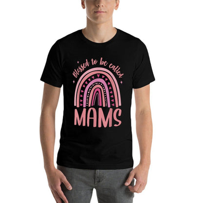 Mams Tshirts for Women Grandma Blessed to Be Called Mams  Ribbed Collar T-Shirt