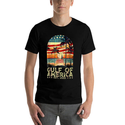 Retro Gulf Of US America 2025 American Flag Gulf Mexico Wrinkle-resistant T-Shirt