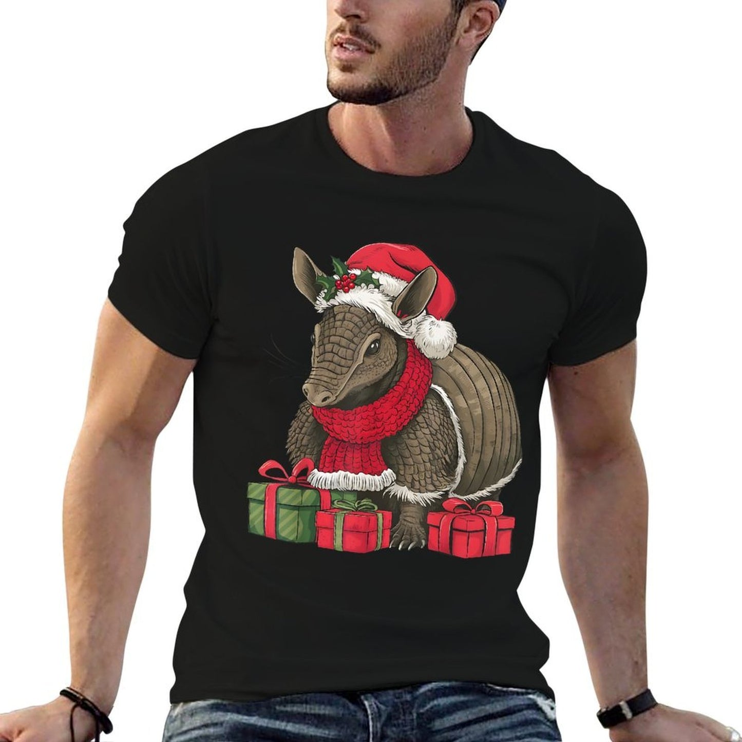 Armadillo Lover Xmas Holiday Santa Armadillo Christmas  Durable T-Shirt