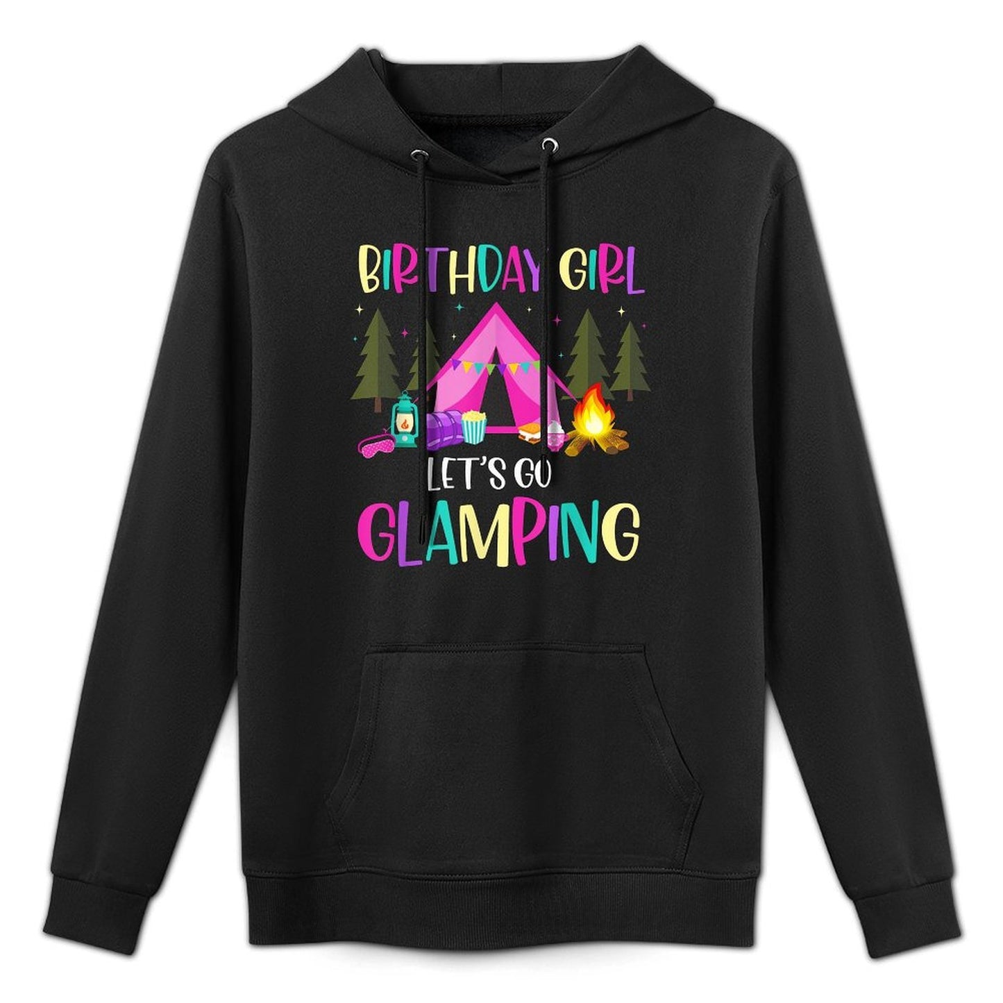 Lets Go Glamping Birthday Supplies Happy Glamper Camping Colorfast Hoodie