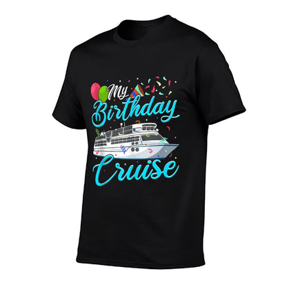 My Birthday Cruise Ship Vacation Party Gift Cruising  Ribbed Collar T-Shirt