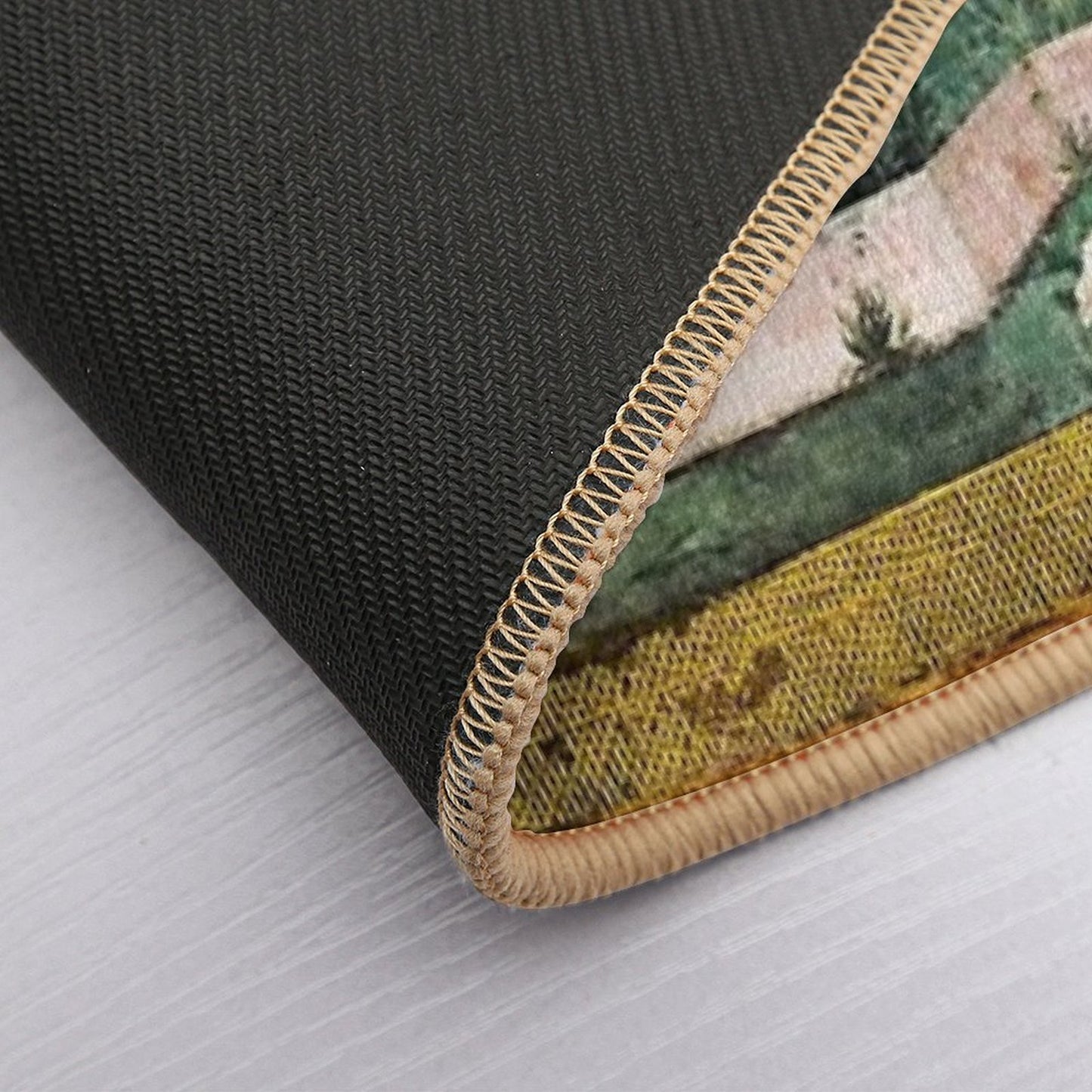 ANTIQUE ROMAN WALL PAINTING Flower Garden Flying Birds Pine,Quince And Apple Trees  Multi-Purpose Bath Mat