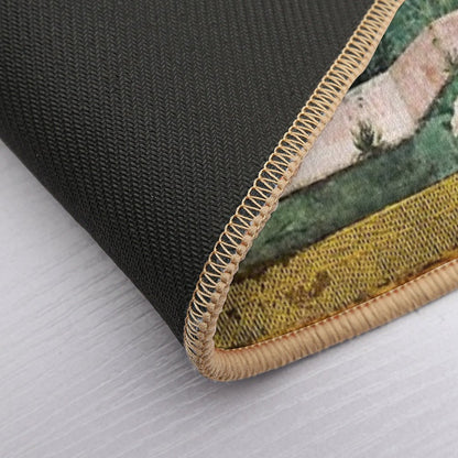 ANTIQUE ROMAN WALL PAINTING Flower Garden Flying Birds Pine,Quince And Apple Trees  Multi-Purpose Bath Mat