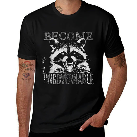 Vintage Angry Raccoon Become Ungovernable Trash Panda Meme  Oversized Silhouette T-Shirt