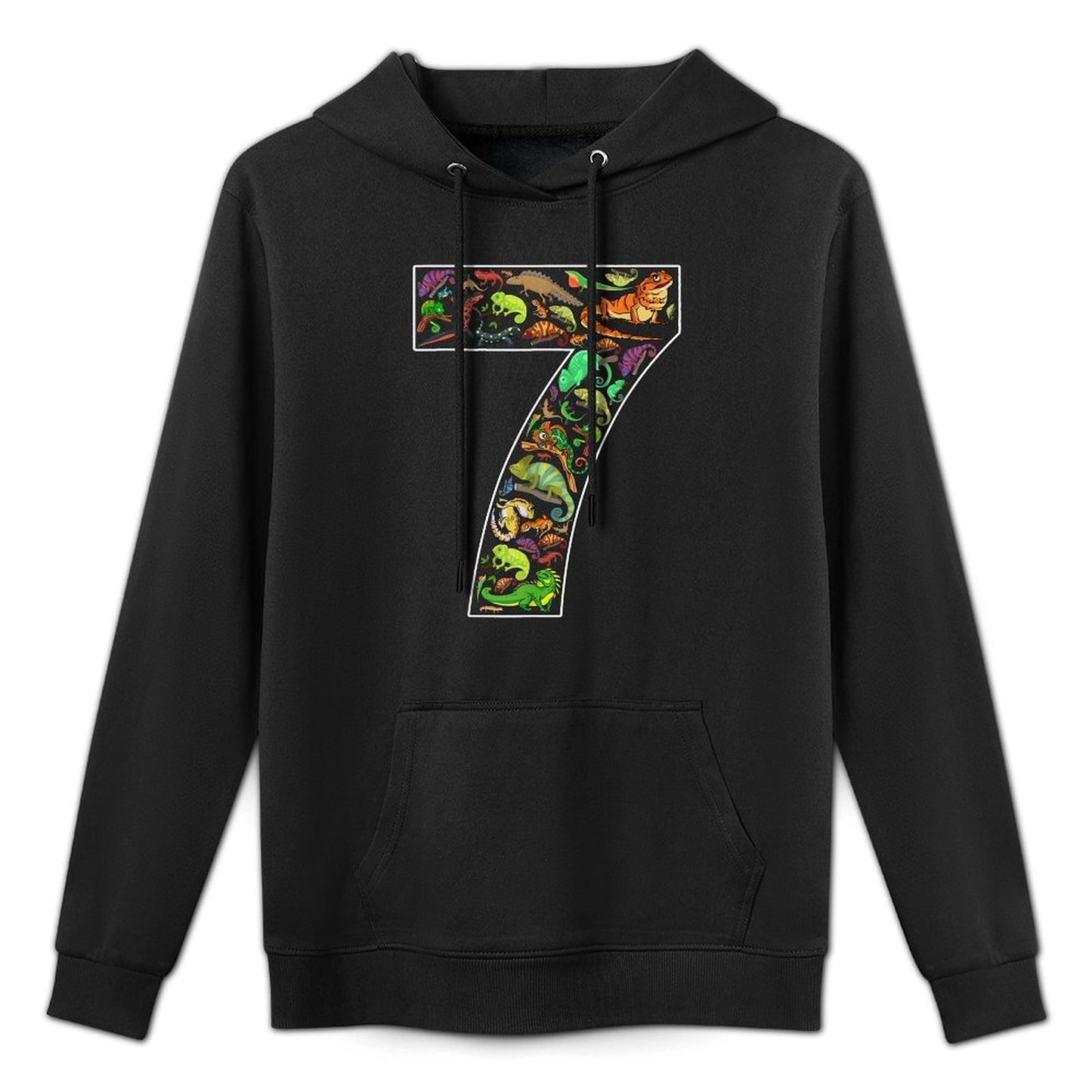 7th Birthday Reptile Theme 7 Year Old Birthday Boy Girl Casual Wear Hoodie
