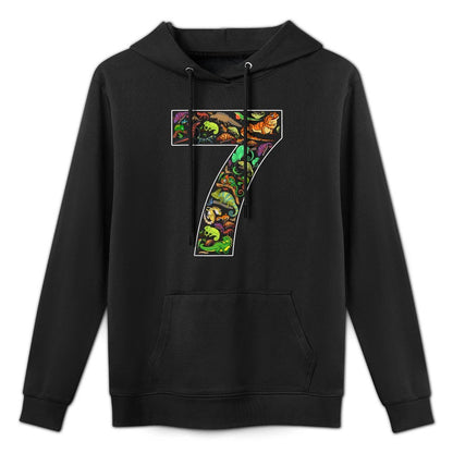 7th Birthday Reptile Theme 7 Year Old Birthday Boy Girl Casual Wear Hoodie
