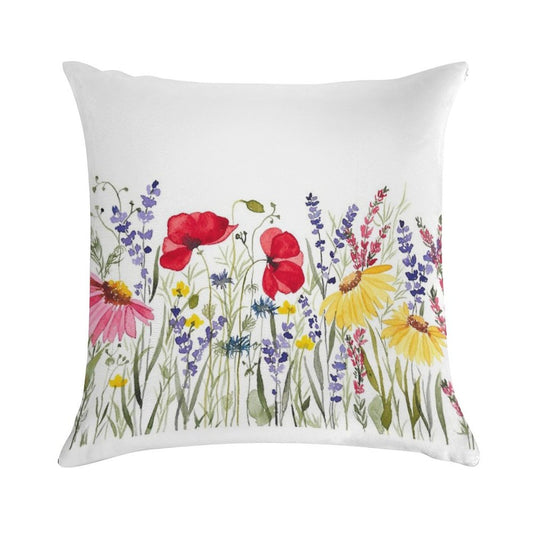 Wildflower Meadow Soft Anti-Pilling Throw Pillow