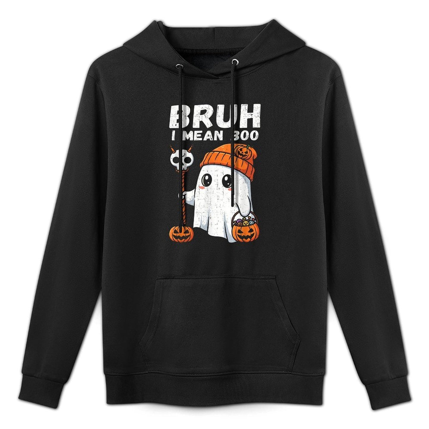 Bruh I Mean Boo Cute Boo Pumpkin Funny Halloween Men Women Layering Staple Hoodie