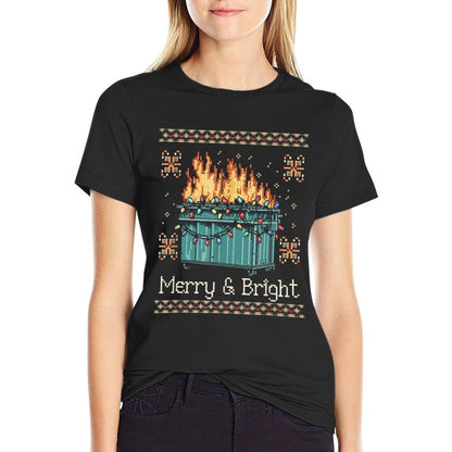 Ugly Christmas Sweater Dumpster Fire - Merry And Bright  Soft T-Shirt