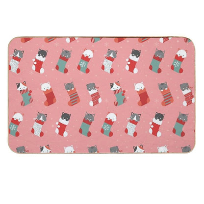 Christmas Cat Stockings  Slip-Resistant Bath Mat