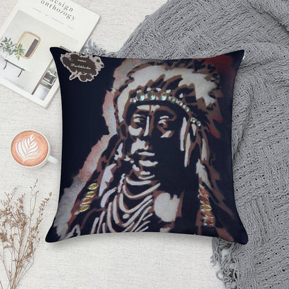 Indian with His Headdress Soft Home Decor Throw Pillow