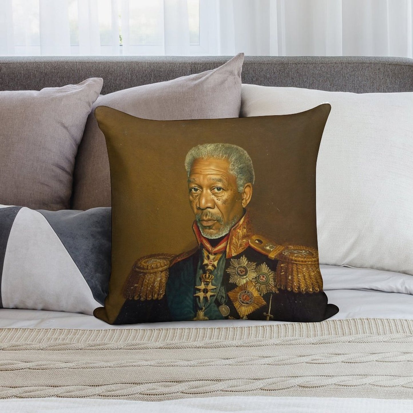 Morgan Freeman - Replaceface Soft Home Decor Throw Pillow