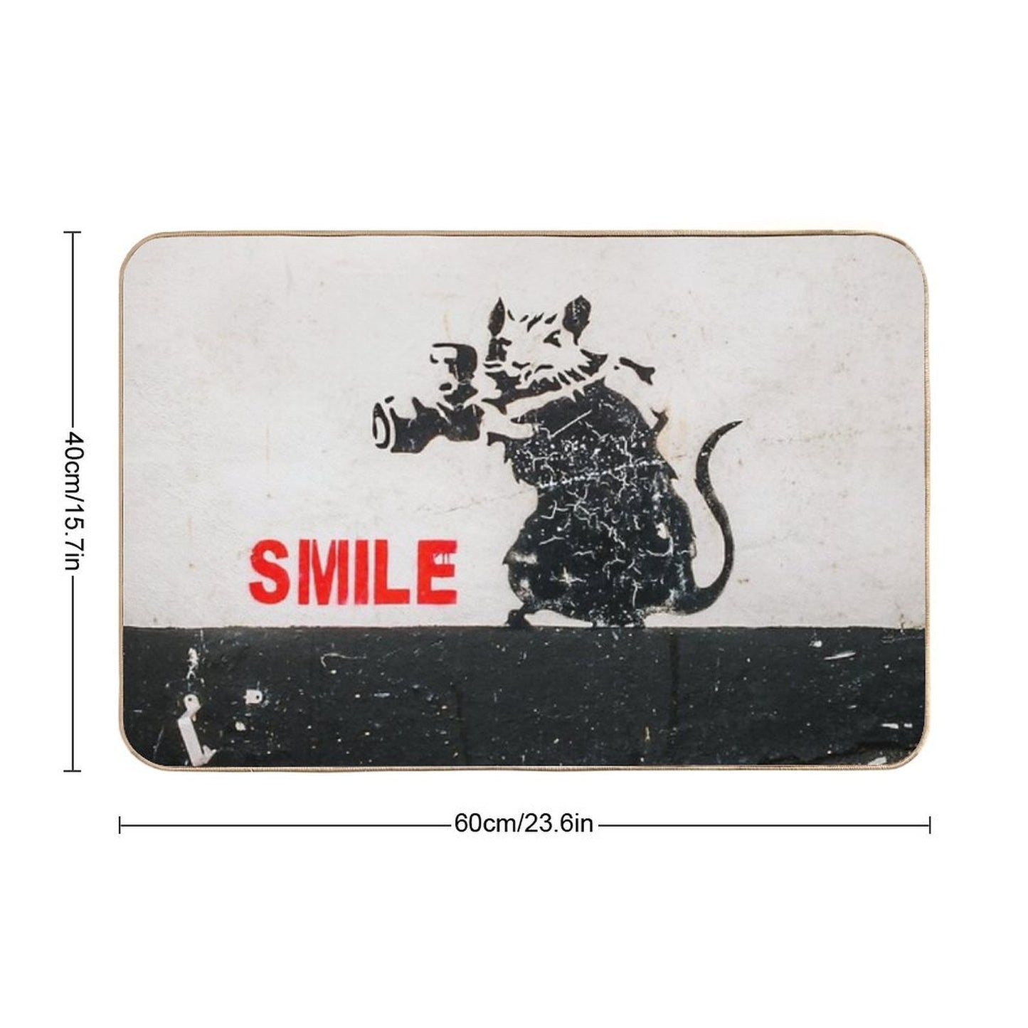 BANKSY Paparazzi Rat SMILE Durable Bath Mat