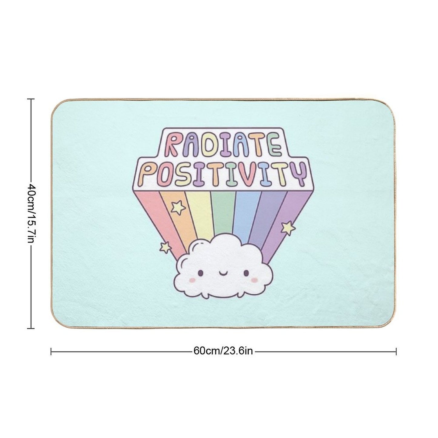 Radiate Positivity, Cute Cloud And Rainbow  Rapid-Drying Bath Mat