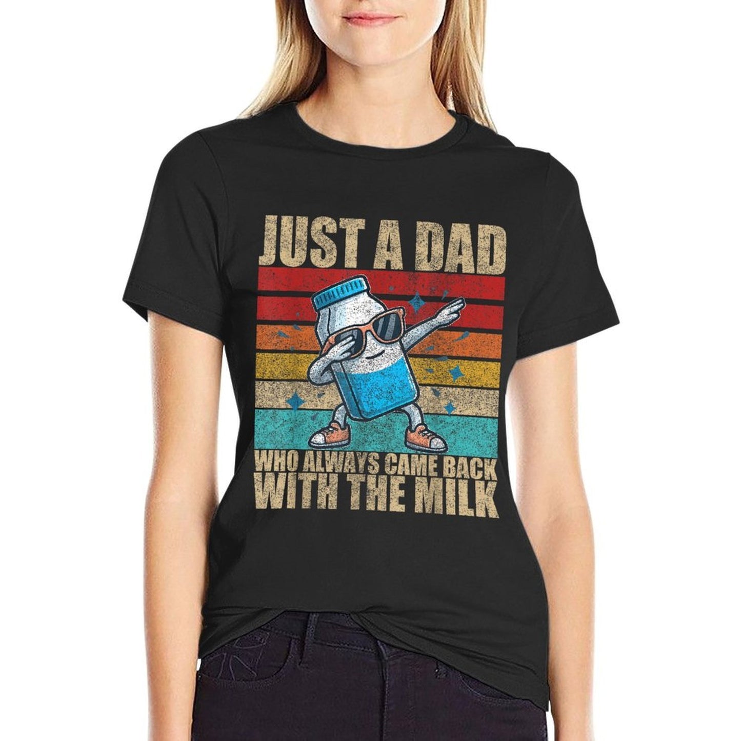 Just A Dad Who Always Came Back With The Milk Father's Day  Heathered Texture T-Shirt