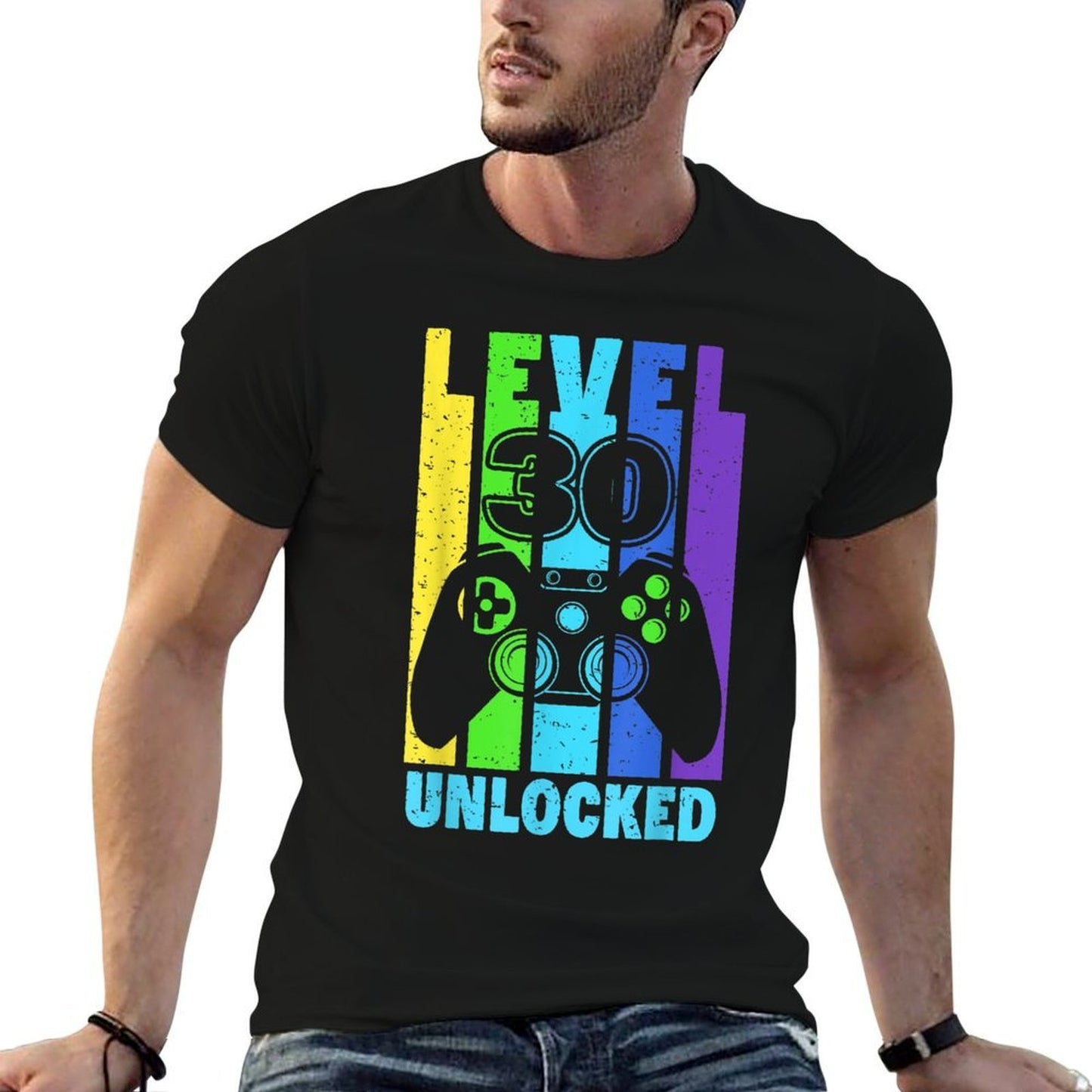 Level 30 Unlocked 30 Years Old Men Gamer 30th Birthday  Stretchy T-Shirt