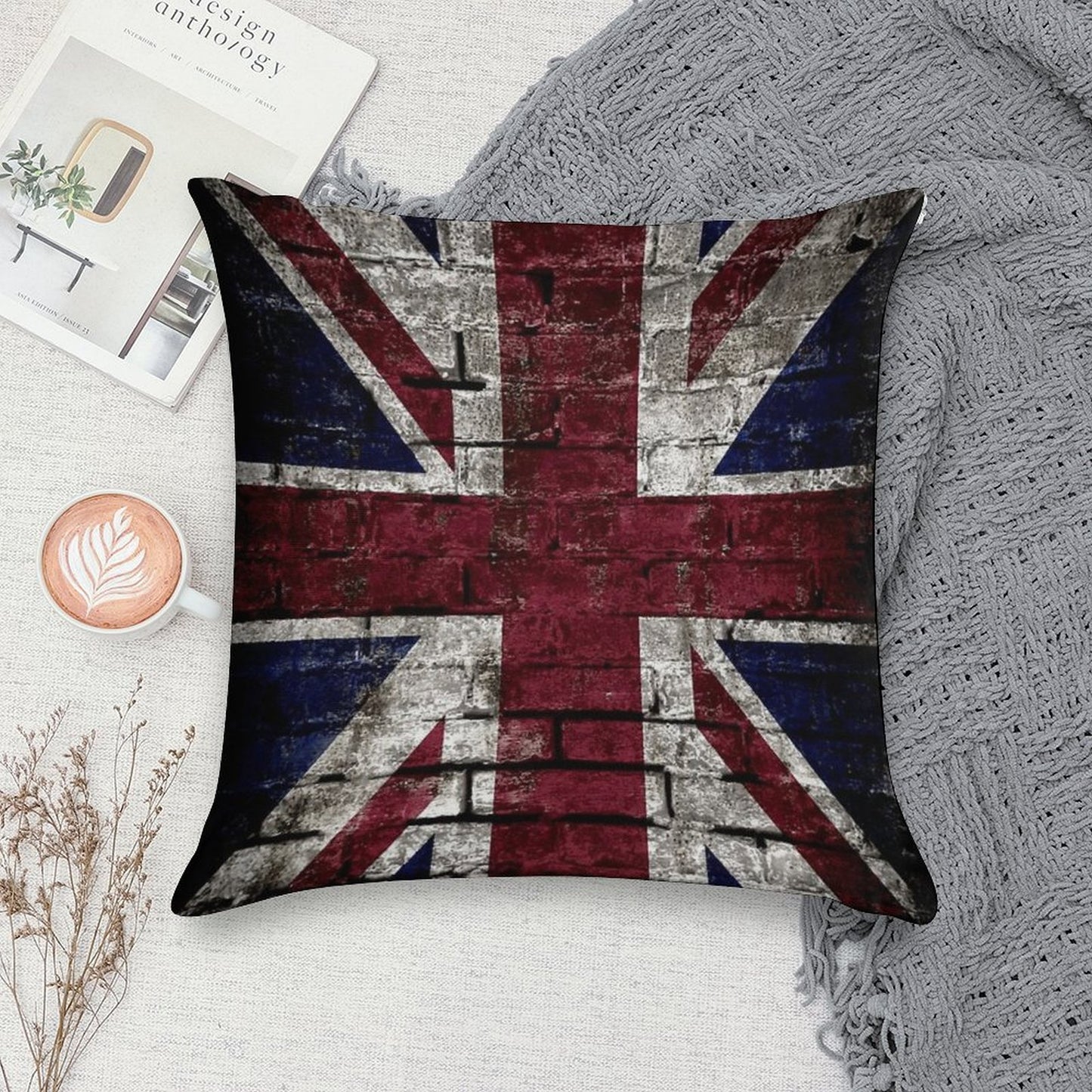 Grunge UK Flag, Great Britain, Punk Style Distressed Wall Soft Multiple Sizes Throw Pillow