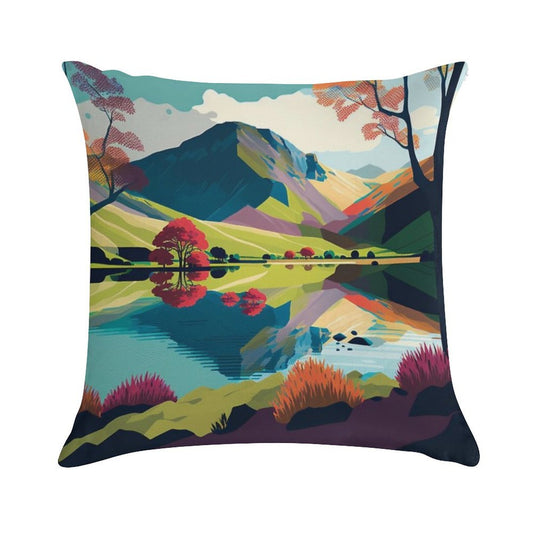 Vibrant Landscape of The Lake District Soft Anti-Pilling Throw Pillow